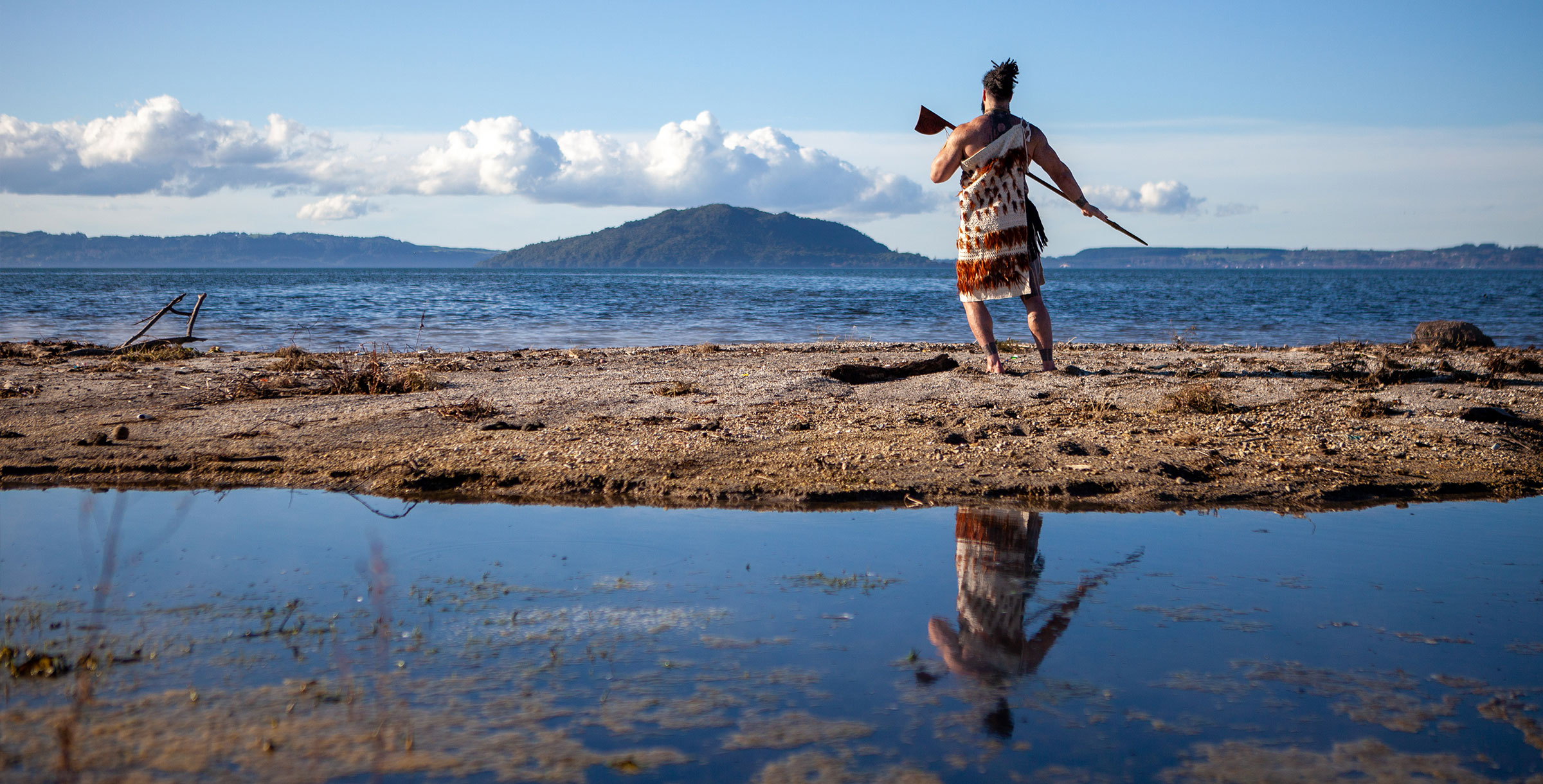 Māori man practicing traditional taonga maori